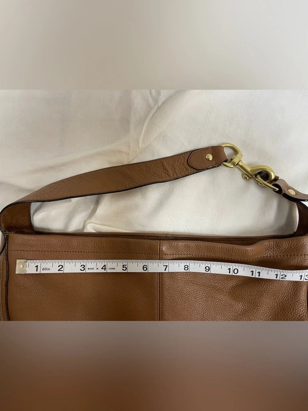 Coach Avery Brown Pebbled Leather Large Hobo Shoulder Bag Logo Plaque F23309